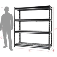 The Atlas 72" W Heavy Duty Garage Shelving Load 8000 Lbs, 4 Tier Metal Storage Shelves, Adjustable Industrial Steel Rack 1
