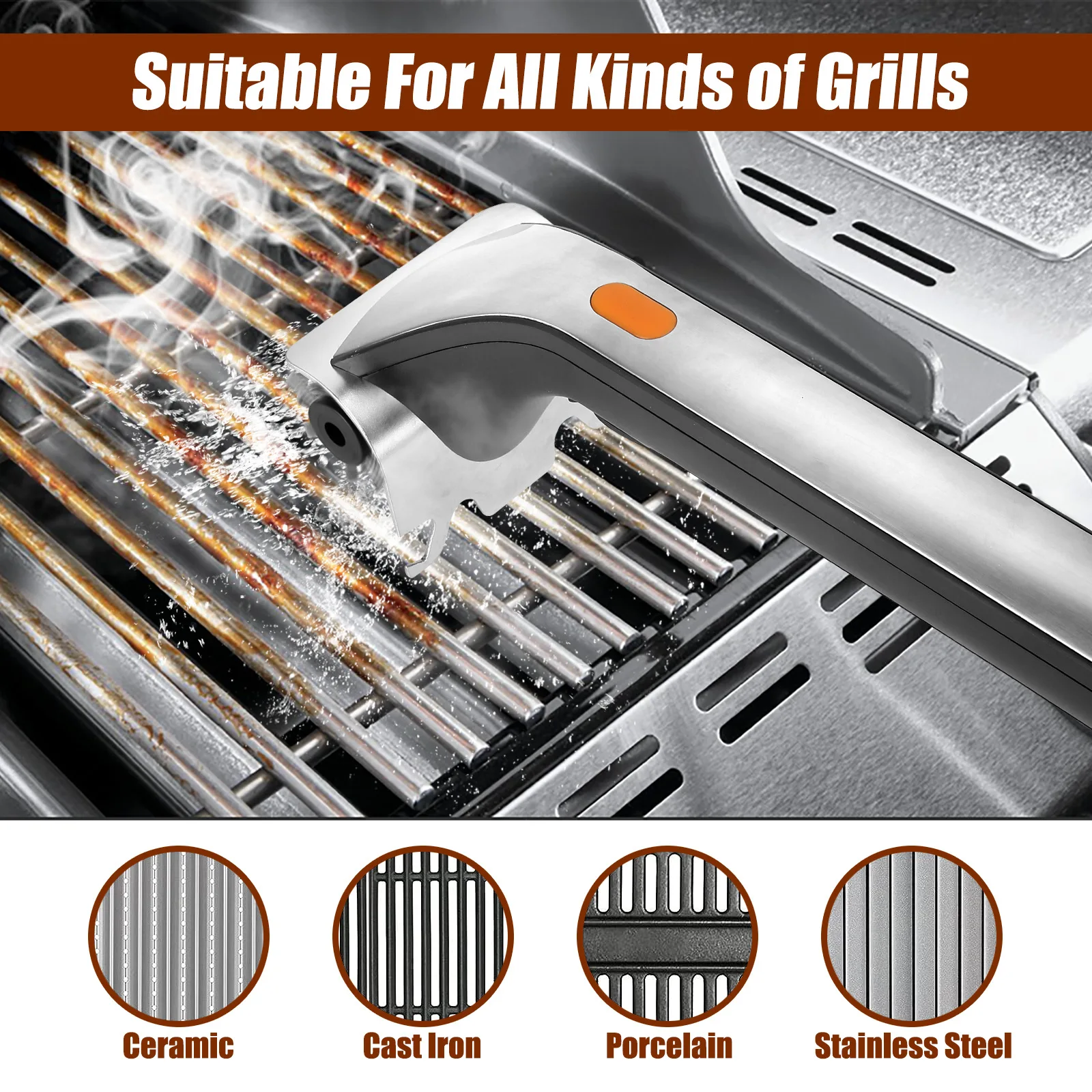 Electric Grill Brush Outdoor Steam Cleaning Brushes BBQ Cleaner Suitable for Charcoal Scraper Gas Accessories Cook Kitchen Tool