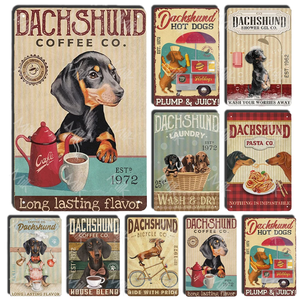 

Dachshund Dog Cotton Company Metal Signs Long Lasting Flavor Retro Metal Tin Sign Vintage Sign for Home Coffee Wall Decor