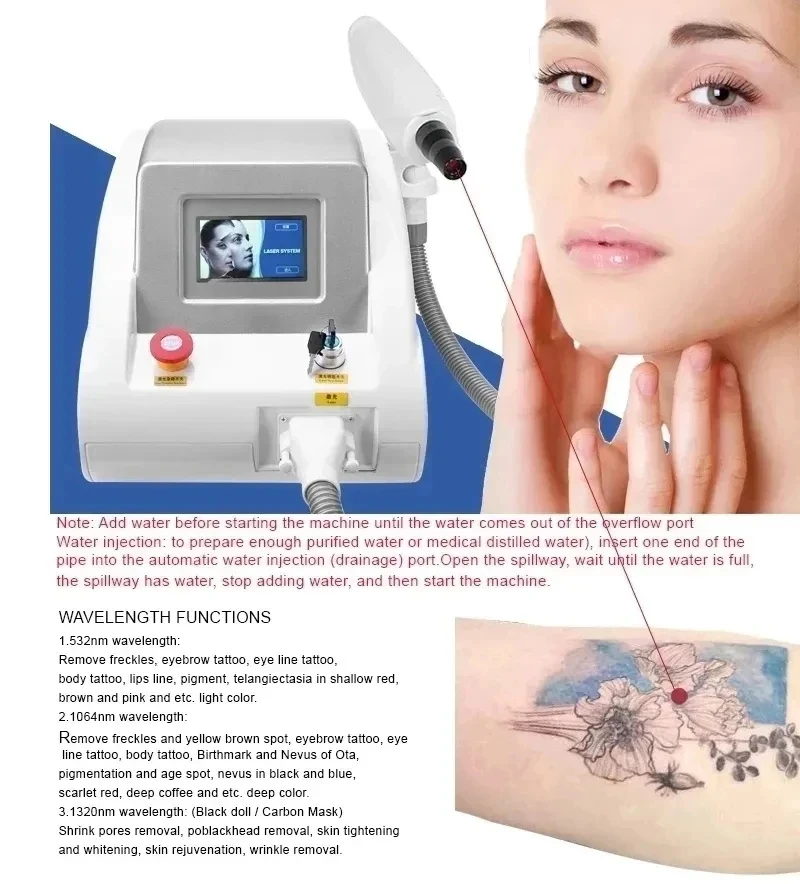Best Sellers Laser Beauty Machine Portable Q-switch ND YAG Laser Tattoo Removal Pigmentation Removal Carbon Peeling Machine