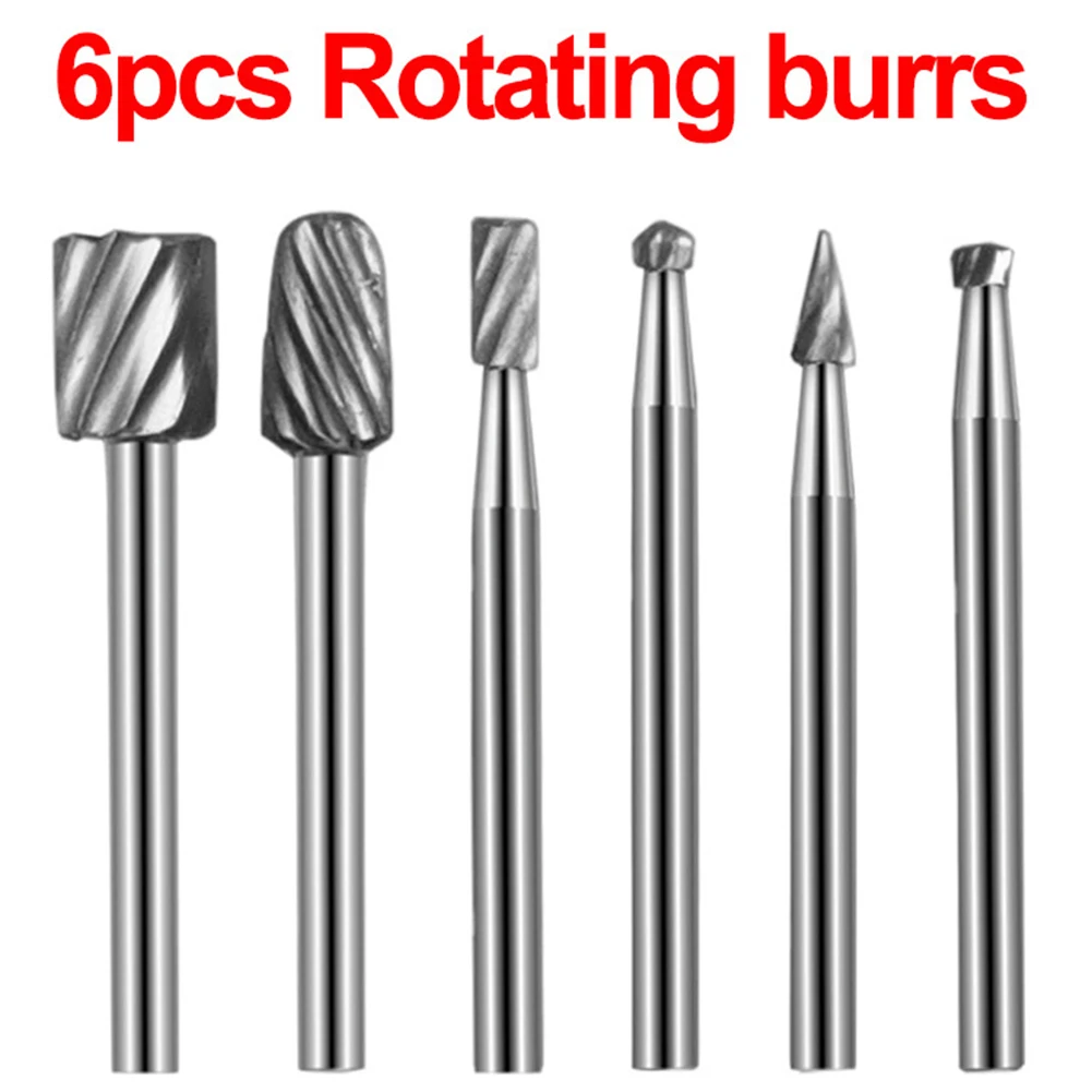 

HSS Rotary Burr Garden Home Rotary Router Routing Tool Workshop 6PCS Bit Cutter Equipment For Wood Carving Mill