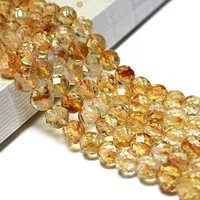 Fine 100% Natural Stone Faceted Citrine Yellow Round Gemstone Spacer Beads For Jewelry Making  DIY Bracelet Necklace 6/8/10MM 1