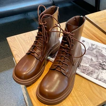  2022 Ankle Boots For Women Round Toe New Rubber Ladies Modern Booties Female Shoes Fashion Office Lady Zipper Cross-Tied Shoes 