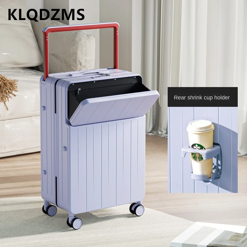 

KLQDZMS Cabin Suitcase ABS+PC Front Opening Laptop Boarding Case 22"24"26 Trolley Case 20 Inch Universal Wheel Rolling Suitcase