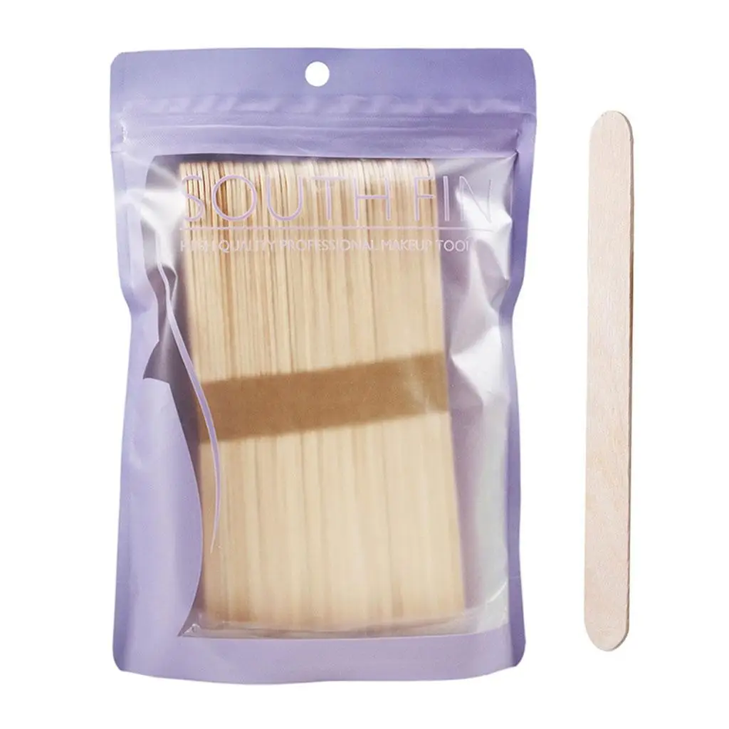 Wood Hard Wax Beans 50 Pcs Spatula Set Wax Applicators Scrapers Sticks for Salon Home Face Eyebrows Body Beauty Bean Stick