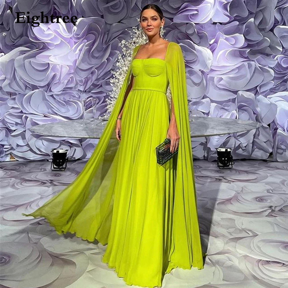 

Eightree Elegant Evening Dresses Chiffion Cap Sleeves Strapless Long A Line Pleat Party Dresses Formal Occasion Dresses 2023