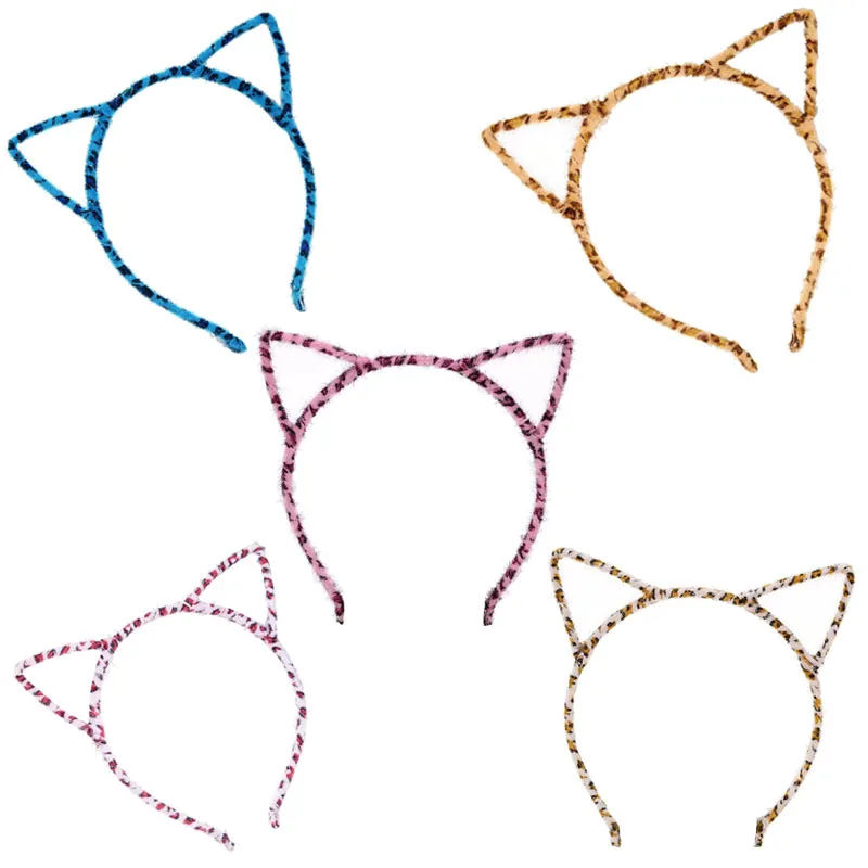 

5 color Girls Leopard Printing Cat Ear Headband Hairband Princess Hair Accessories Headwear Sexy Cute Hair Band