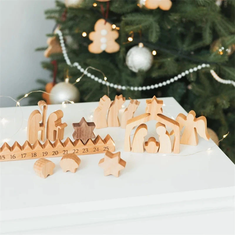 Realistisch bespotten Accor Houten Kerststal Set Eenvoudige Kerst Kalender Desktop Ornament Voor Thuis  Woonkamer Kantoor Hot Koop Beeldjes Miniaturen|Figuren & Miniaturen| -  AliExpress