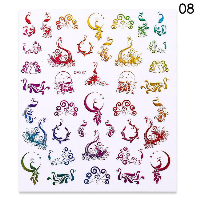 Pcs Gold 3D Nail Stickers Colorful Dragon Phoenix Transfer Sticker Adhensive Slider Decals Nail Art Decorations Manicure Wraps