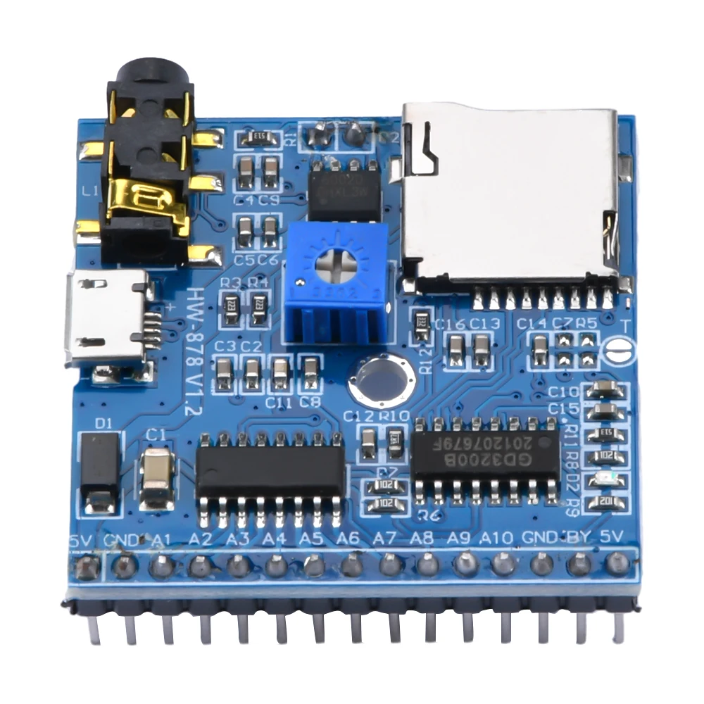 MP3 Voice Playback Module Music Player DC 5V 1A MP3 Reminder Volume Adjustable 31 Songs Triggered by Microcontroller 0-3W