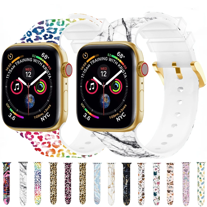 

Silicone Strap For Apple watch UItra 8 7 49mm 45mm 41mm Colorful printed bracelet band For iWatch 6 5 4 3 SE 44mm 40mm 42mm 38mm