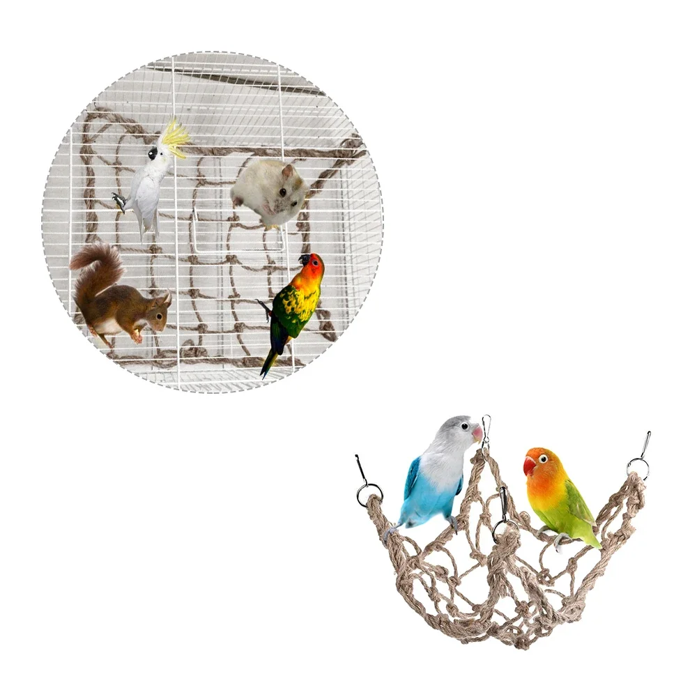 Parrot Toy Bird Toy Bird Swing Toy Small Pet Ladder Toy Birds Swing Ladder Toys Hemp Rope Net Pet Parrot Birds Chew Play Climbing Ropes with Hook Pet Accesorios for Bird Indoor Toy