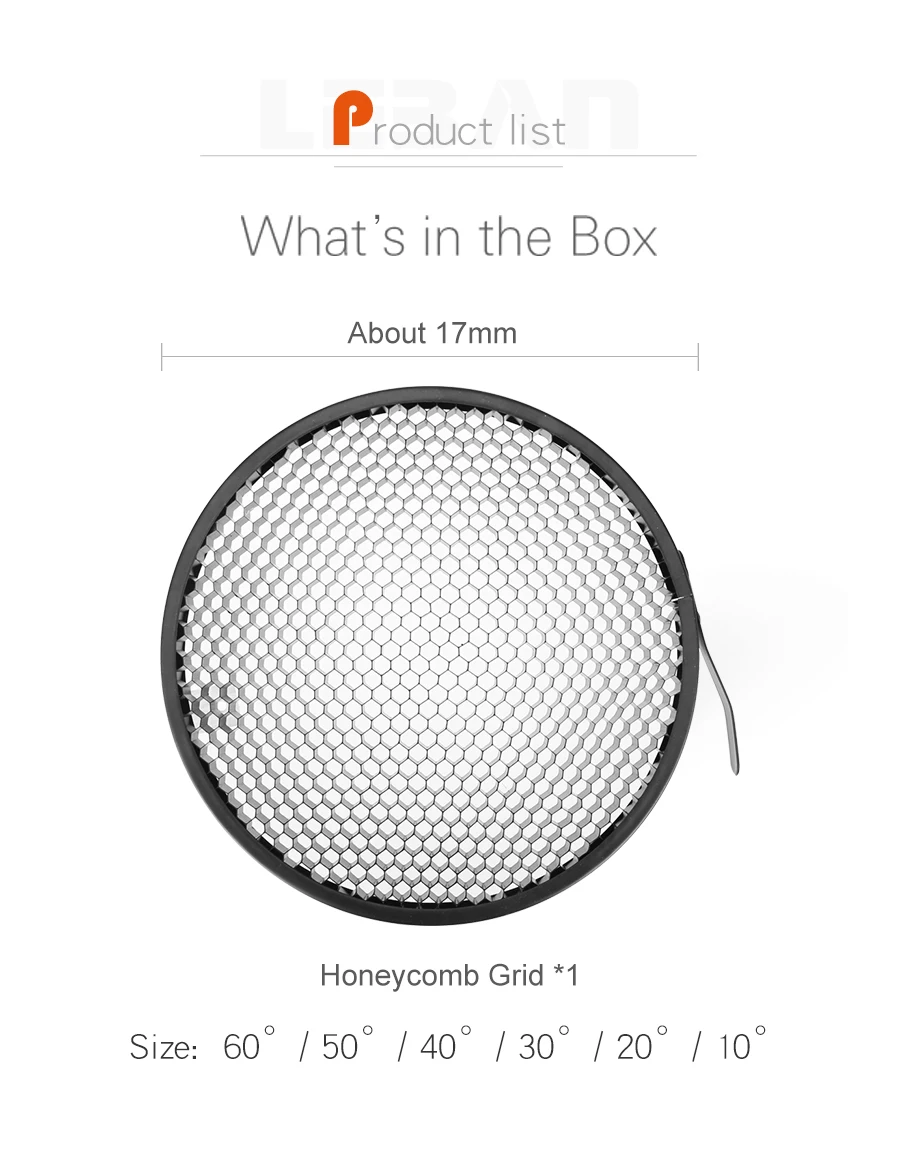 2/3/4/5/6/7mm Standard Reflector Aluminum Honeycomb Grid 6.7'' 17cm for Bowens S