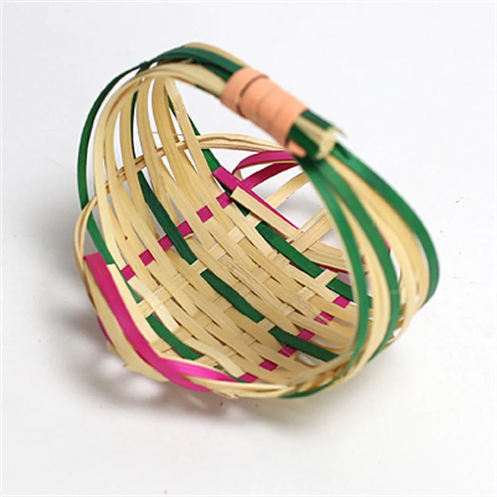 Hand-woven Disc Mini Basket Saving Space Durable Bamboo Storage Basket Household Accessories Fresh Fruit Platter Small Dustpan 5