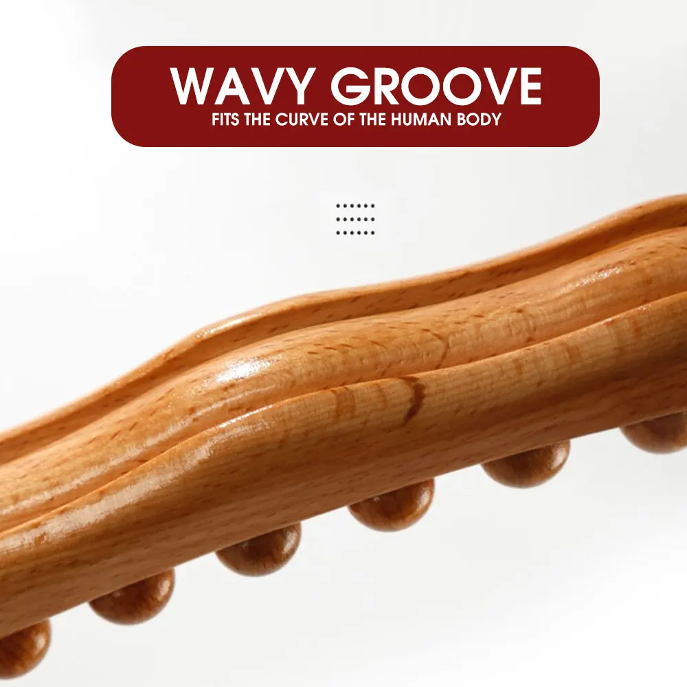 Massage Tool 20 Beads Universal Back Massage Tendons Beech Wood Scraping Stick Point Treatment Guasha Relax Therapy Abdominal Massager