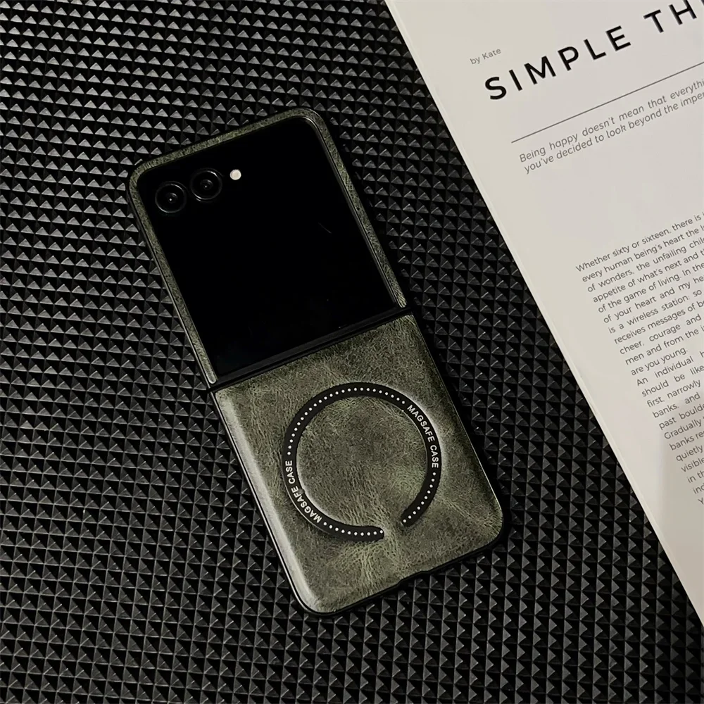 Vintage-Style Leather Magnetic Phone Case - Shockproof Protective Cover