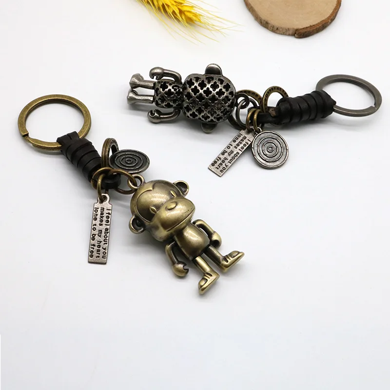 monkey keychain Double Sides Monkey Pendants DIY Men Jewelry Car