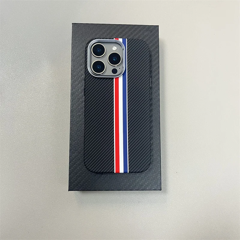 Geometric Carbon Fiber Textured 3D Relief MagSafe-Compatible Wireless Charging Case Cover