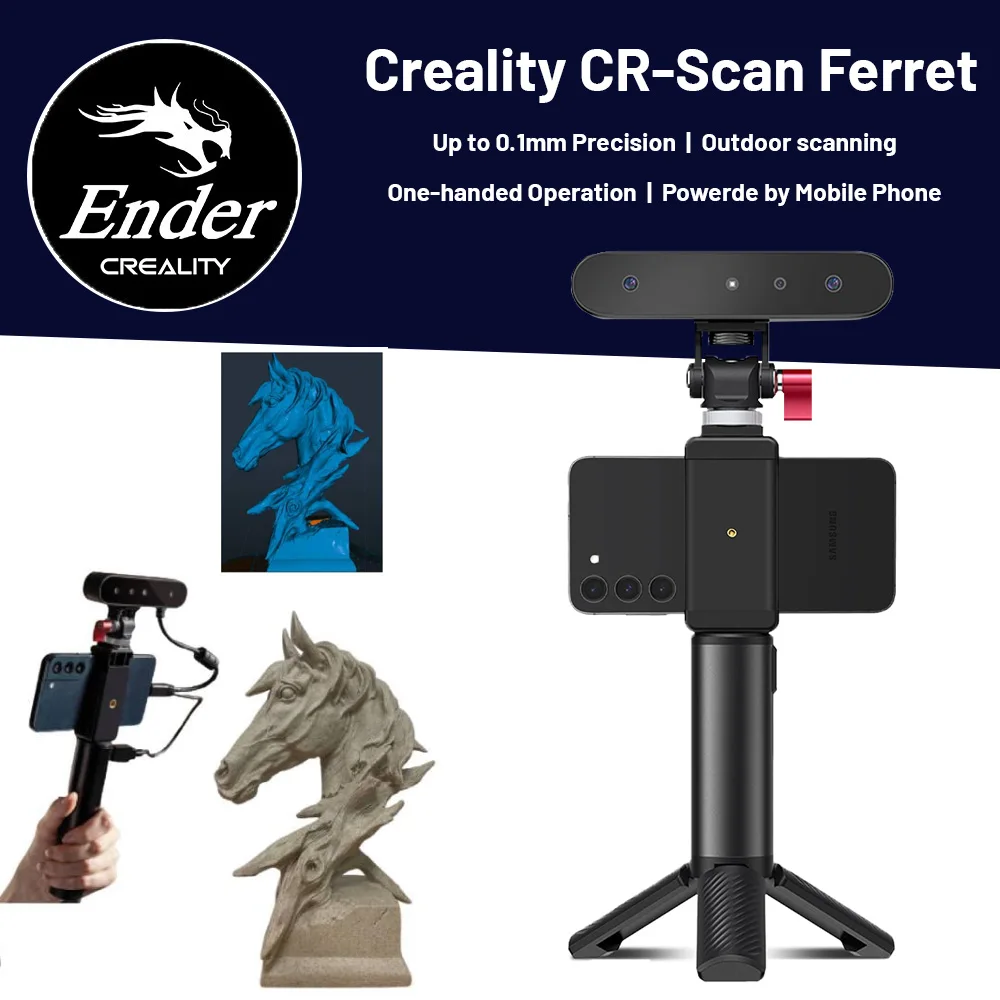 Creality 3D 스캐너 CR-Scan 페릿, 3D 인쇄 및 모델링용 휴대용 핸드 헬드 스캐너, 30 FPS 빠른 스캔, 0.1mm 정확도