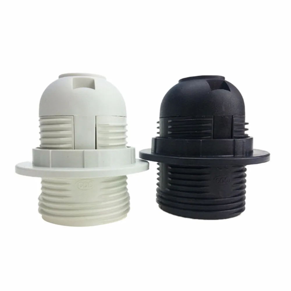 1Pc 250V 4A E27 Light Bulb Base Plastic Full Screw Lamp Holder Pendant Socket Lampshade Ring for White Black E27 Light Bulb