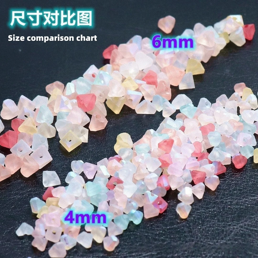 고품질 4mm/6mm 무광택 마이크로 컬러 하트 모양 유리 비즈 수제 DIY 비즈 팔찌 목걸이 액세서리 루즈 비즈