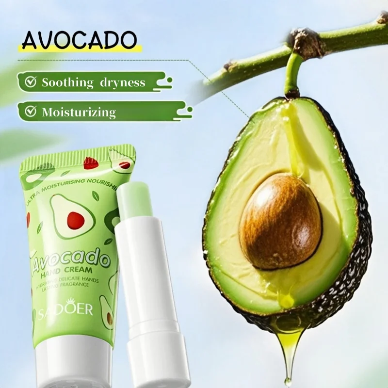 Avocado Nourishing Skincare Duo: Hand Cream & Lip Balm Gift Set for Ultimate Moisturization