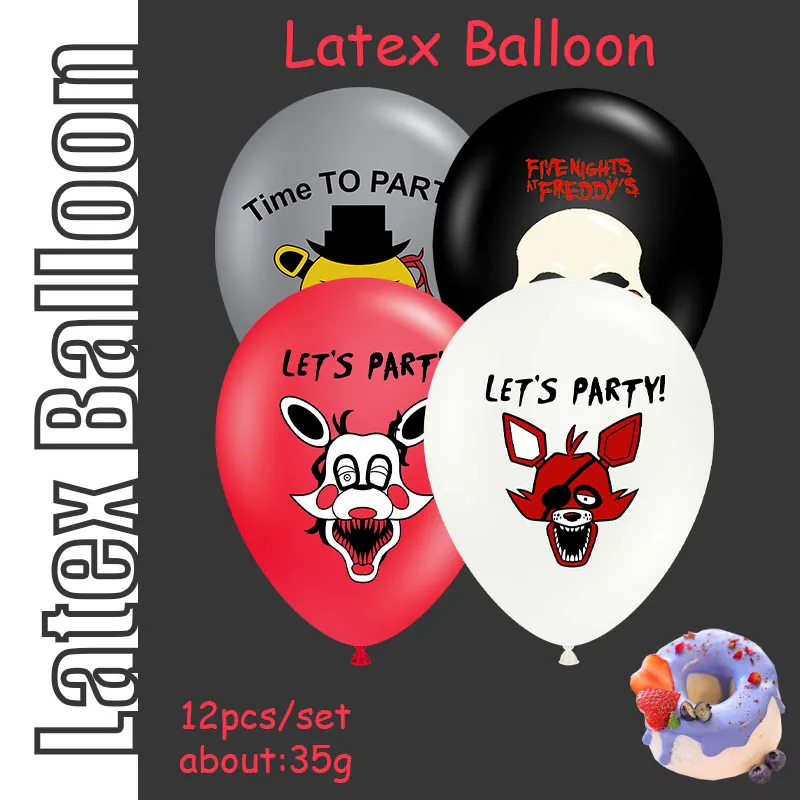 FNAF-Themenballons Five Night at Freddys Latexballons für lustigen Geburtstag, Babyparty, Partyzubehör, Dekorationen, Zubehör