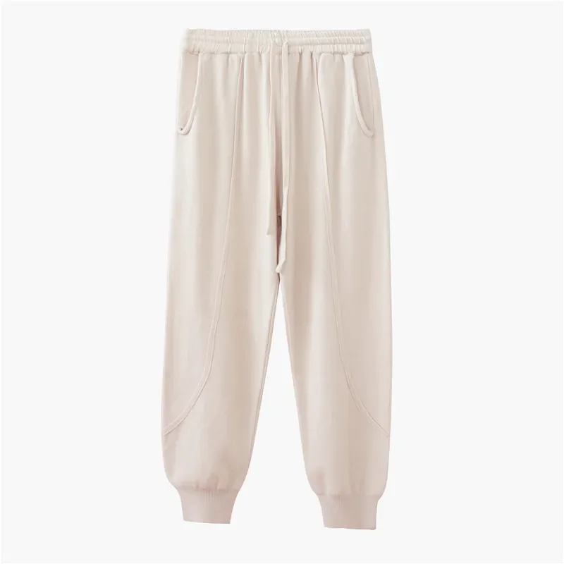 Women Autumn Winter Pants Plus Cashmere Jogger Pants Ladies Fashion Loose High Waist Solid Full Length Trouser Casual Clothing