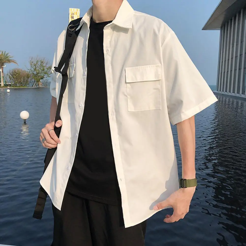 

Multi-pocket Design Shirt Men's Loose Fit Cargo Shirt Stylish Streetwear for Summer Spring for Office Commute Men Work Shirt