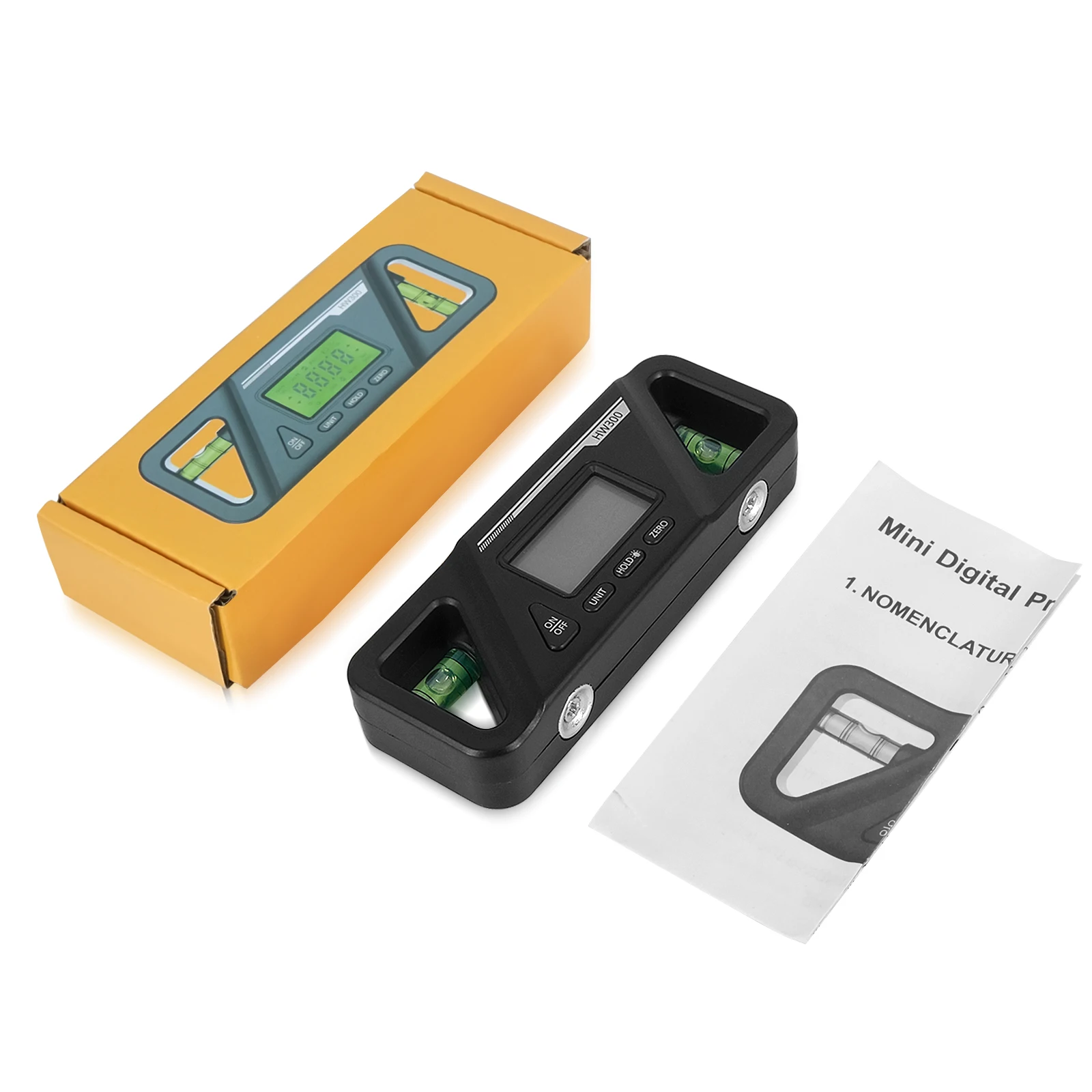 Compact Inclinometer Digital Inclinometer Angle Finder Gauge Spirit Level Bottom Magnet Data Hold Bright LCD Display M4YD