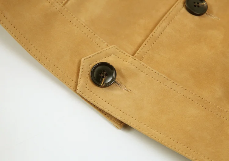 Description Picture 6 of itemAutumn Men Single Breasted Goat Suede Leather Cargo Jacket Vintage Slim Fit Motorcycle Riding Genuine Leather Coat Man Jacket