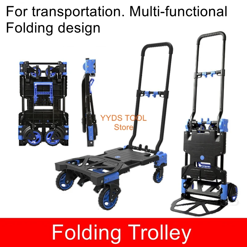 

Flatbed trolley load king hand pull portable trailer home trolley pulling goods lightweight folding cart