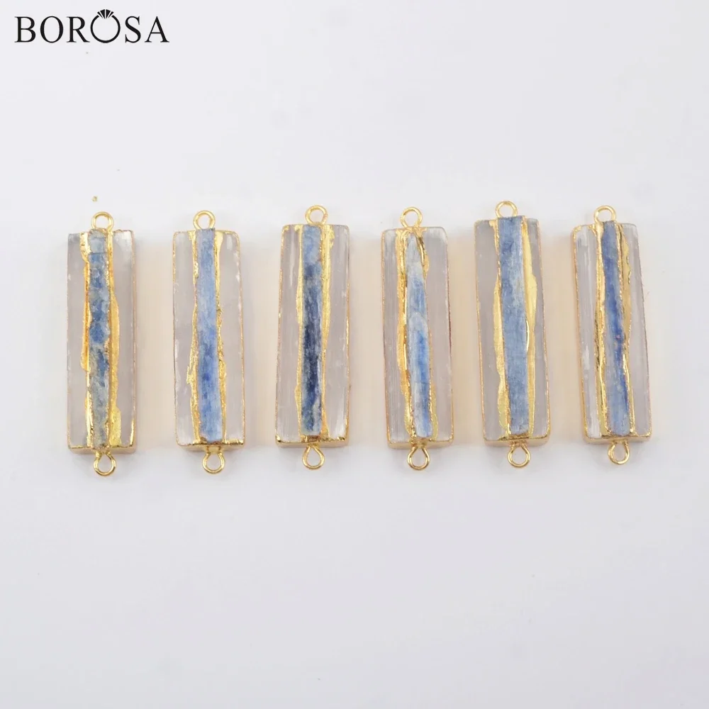 

Ювелирные изделия из натурального камня BOROSA, винтажное золотое покрытие, селенит, кварц и кианит, соединительные драгоценные камни, прозрачные кварцевые украшения