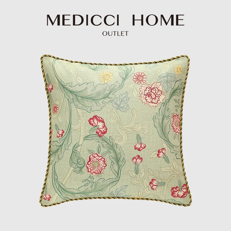 

Medicci Home французская декоративная наволочка в викторианском стиле с цветочным рисунком Сказочный Зеленый цветочный Рисунок льняная наволочка 45x45 см