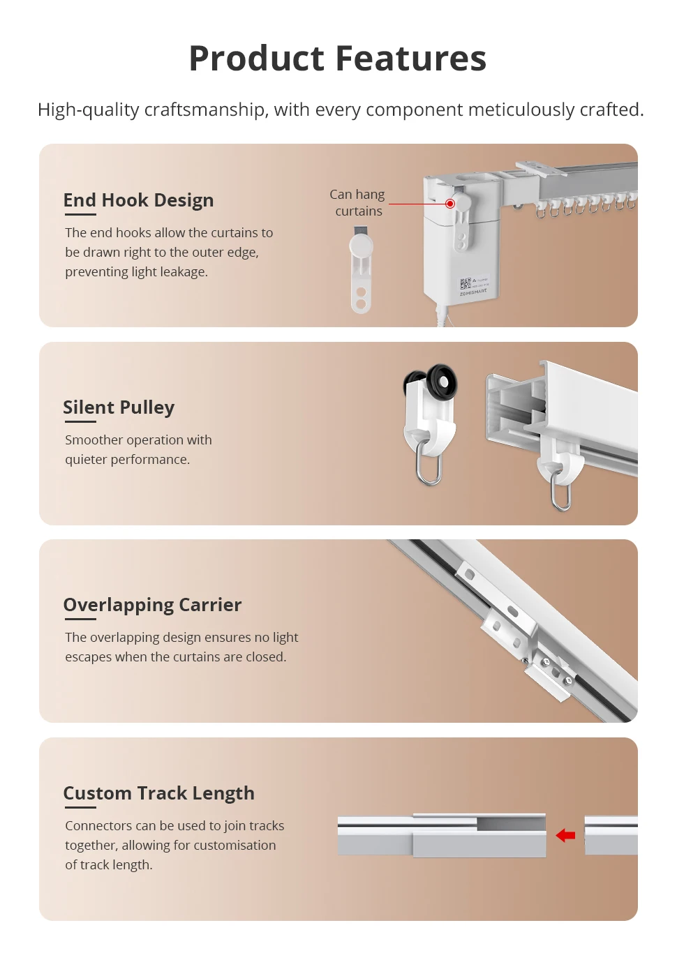 Matter Thread Smart Mini Motor with Splicing Curtain Track Support Homekit Alexa