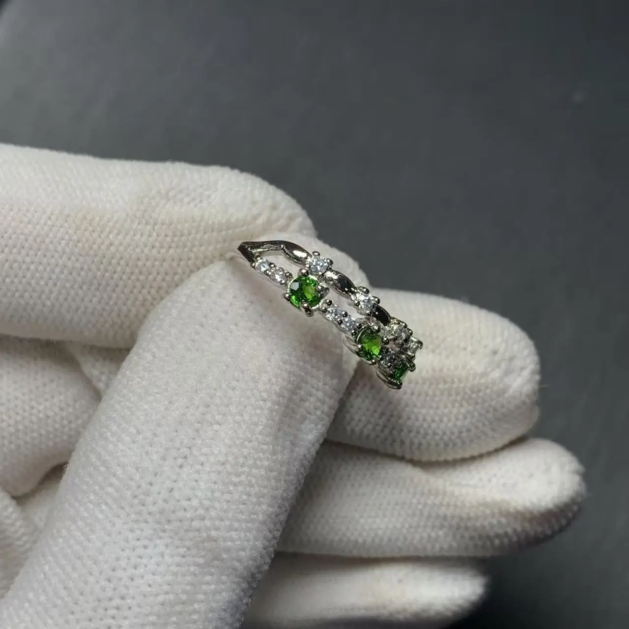 Multi-particle VINTAGE Natural Diopside Ring Adjustable Female Ring Women Gift Wholesale High Quality Fine elegant