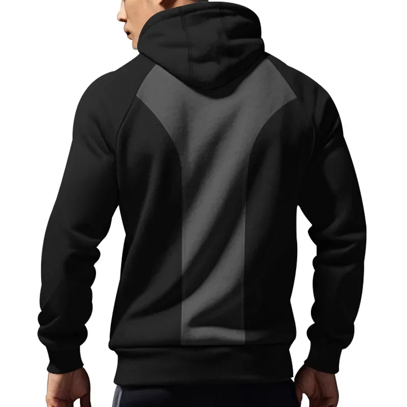 2024 Mens Half-Zip Sweatshirts Autumn Male Stand Collar Loose Solid Color Hooded Velvet Hoodie for Men Casual Army Green Hoodies 5