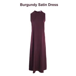 Elegant Women's Cableknit Sweater Dress - Soft & Versatile in Autumn Tones - S (Burgundy Satin dress)