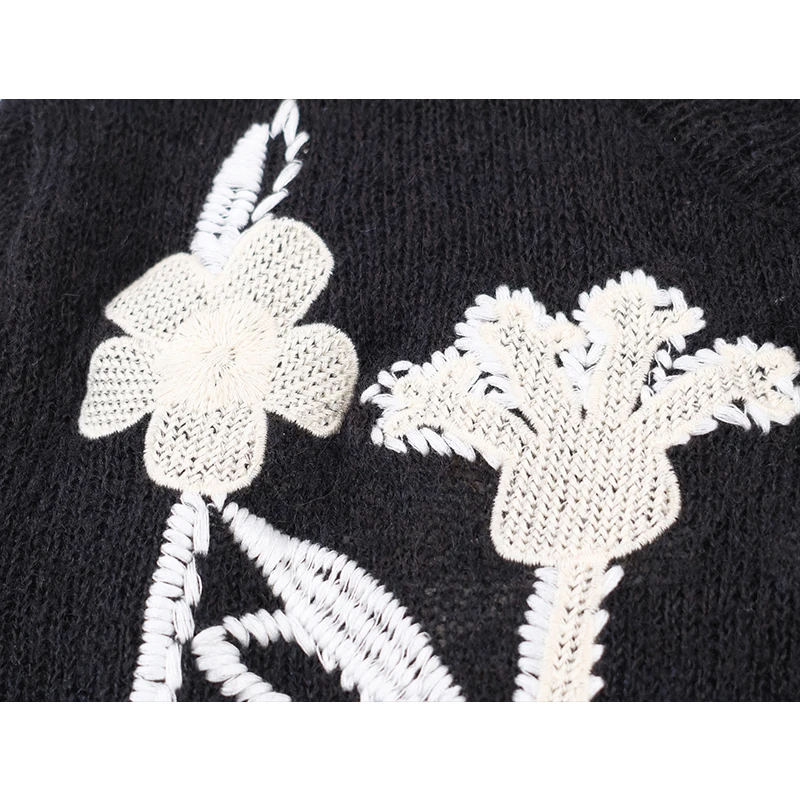 Casual Chic Women Cardigan Long Sleeve Flower Embroidery Elegant Knitting Cardigans 2025 Autumn Winter Knitwear Sweater Coat