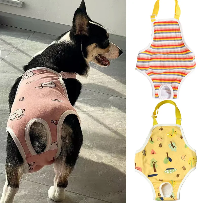 Small Dog Clothing Soft Cotton Pet Shorts with Strap Adjustable Female Dog Underwear Suit for Home Wear pa&ntilde;ales para perros dog diapers pet diapers dog nappies dog shorts