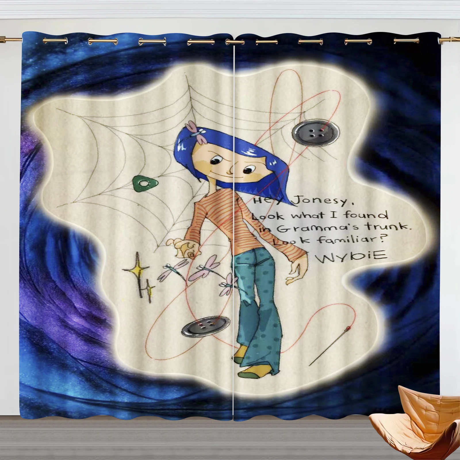 Anime Girl  Coraline Curtains Living Room Blackout Ghost Mother Cartoon Customisable Anime Curtains Manga Peripheral 5