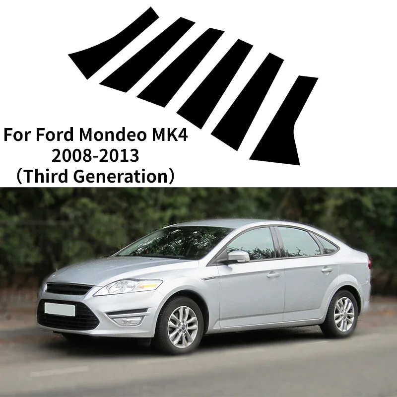 Possbay 자동차 기둥 포스트 문짝 창 트림 커버 키트, 포드 몬데오 MK4 2008 2009 2010 2011-2013 BC 칼럼 스티커
