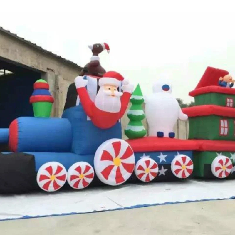 

Inflatable Santa Claus locomotive combination Deer pull sled car Christmas decoration mascot air model
