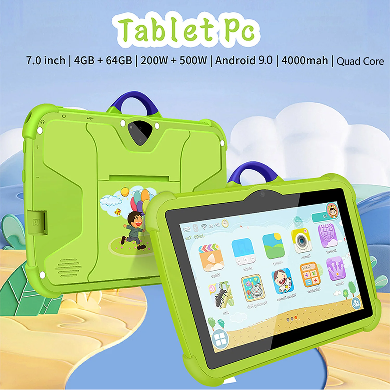 New 7 Inch Kids Tablet Quad Core 4GB RAM 64GB ROM Google Play Android Tablets WiFi Bluetooth Cheap And Simple Children's gifts 4