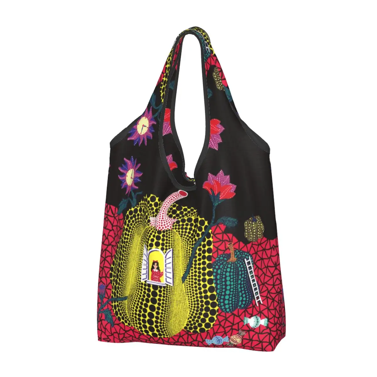 Yayoi Kusama Pumpkin Grocery Bags Riutilizzabile Pieghevole 50Lb Capacità Di Peso Heavy Duty Shopping Tote Bag Eco-Friendly Lavabile