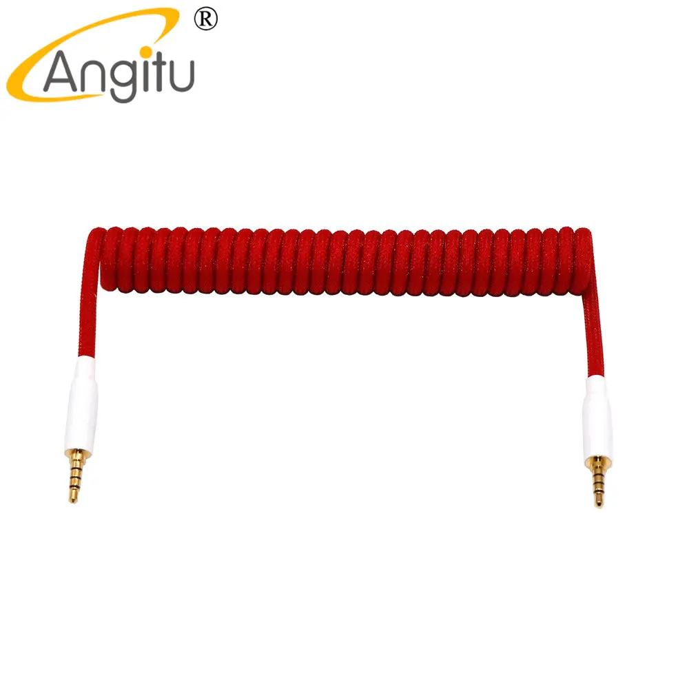 Cabo de Áudio Estereofônico de Trrs de Polos para Microfones Altofalante do Carro Cabo de Teclado Rachado Feito sob Encomenda de Angitu Masculino do Handmake ao Homem Enrolado 3.5 mm