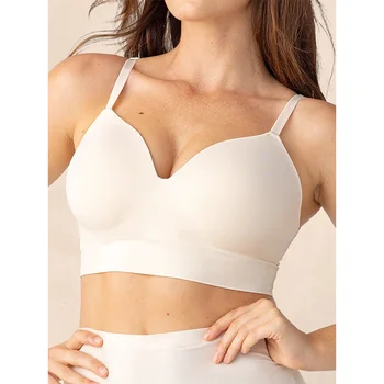 Women's Sexy Body Shaping Plus Size Fixed Cup Bra Supporting Traceless Underwear Comfortable Gather-up Wireless Bra 1