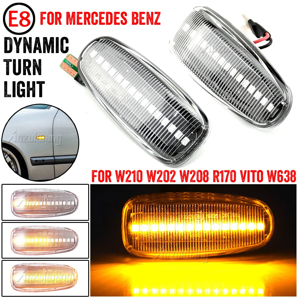 

2 pieces Dynamic Side Marker Turn Signal Light For Mercedes-BENZ E-Class W210 C-Class W202 W208 W638 R170 Blinker Light