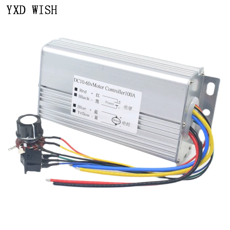 DC 10V-60V DC Motor Speed Controller 100A Reversible PWM Control Forward Reverse Switch 12V 24V 36V 48V Motor Controller dc motor speed controller motor speed controller electric motor speed controller