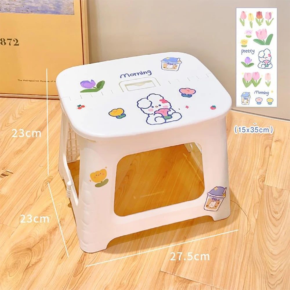 Children's cute seat creative foldable rabbit ear backrest chair DIY stickers outdoor indoor portable furniture girl gift